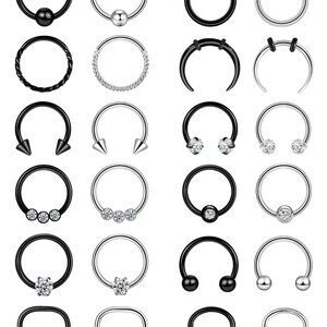 24-Piece 16G Surgical Steel Septum Piercing Jewelry Set